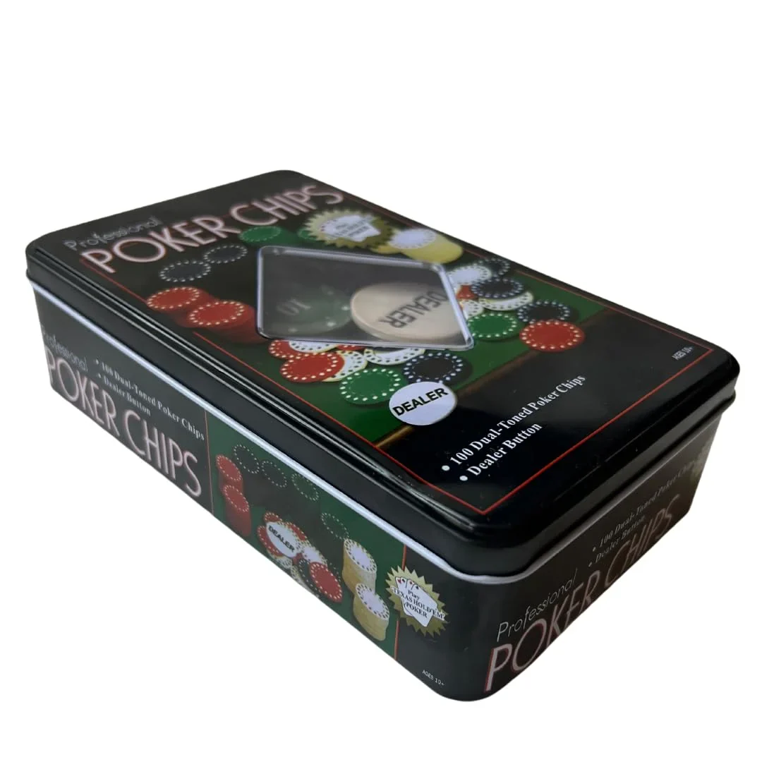 100 Piece Poker Chip Set with Tin Case - Image 4