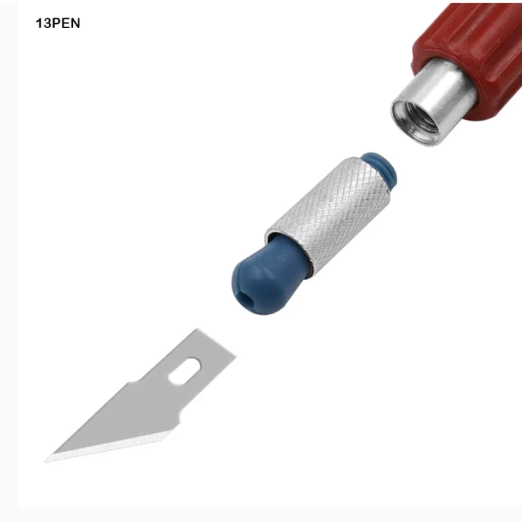 13 Pc's Multi-function Hobby Knife Crafts Carving Cutter Graver Sculpting Plastic Grip Cutting Mat - Image 5