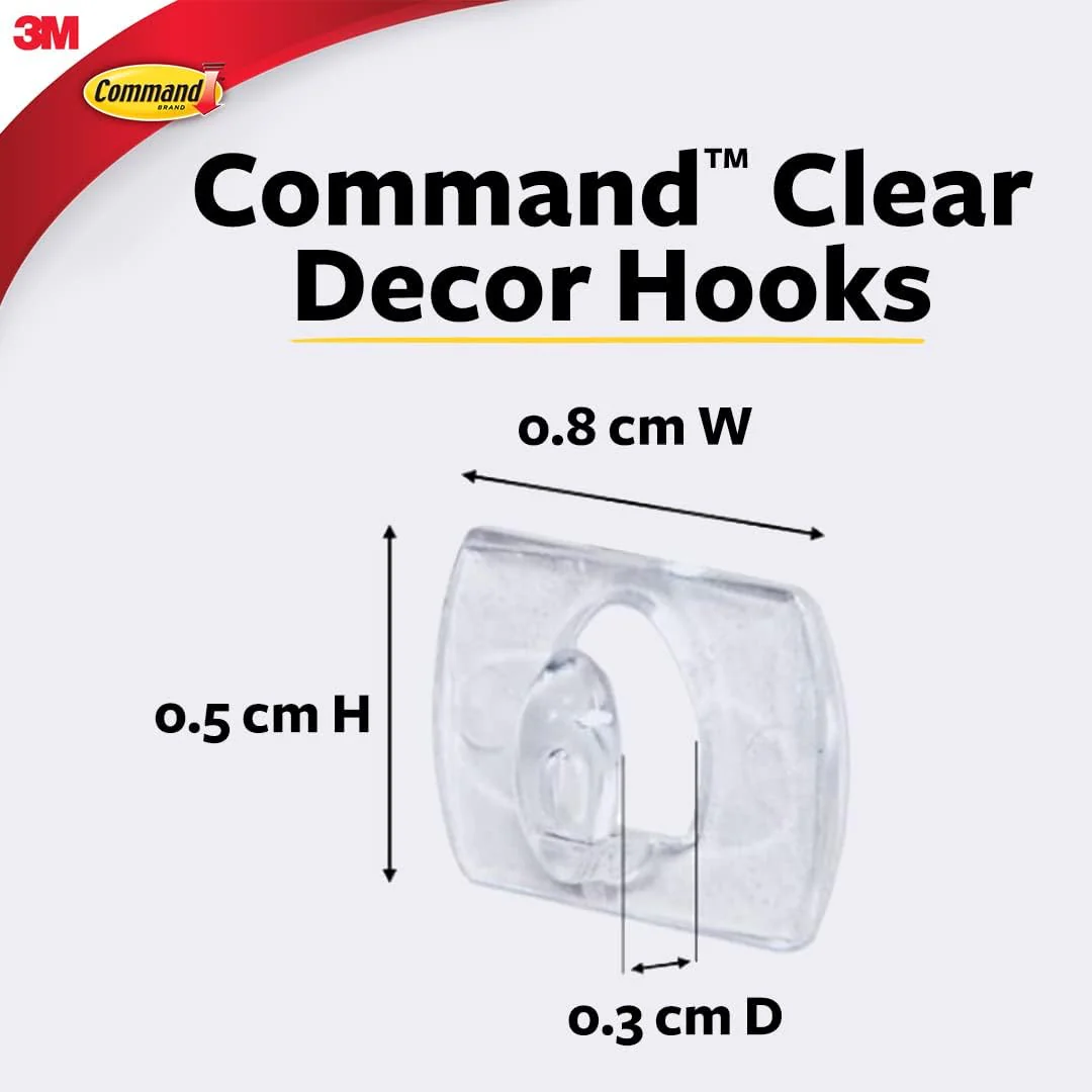3M Command Plastic Clear Decorating & Organizing Wall Hooks, Holds Strongly, Reusable, Adhesive Hooks For Wall, Multi-Surface Damage Free Hooks For Hanging Transparent, 20 Clips, 24 Strips - Image 2