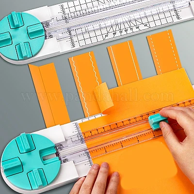 4 in 1 Portable Paper Trimmer, Multi-Function Scrapbooking Tool with Security Safeguard for Cutting Straight Dashed Curves Creasing Lines - Image 12