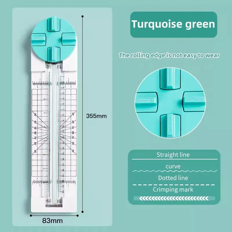 4 in 1 Portable Paper Trimmer, Multi-Function Scrapbooking Tool with Security Safeguard for Cutting Straight Dashed Curves Creasing Lines - Image 3