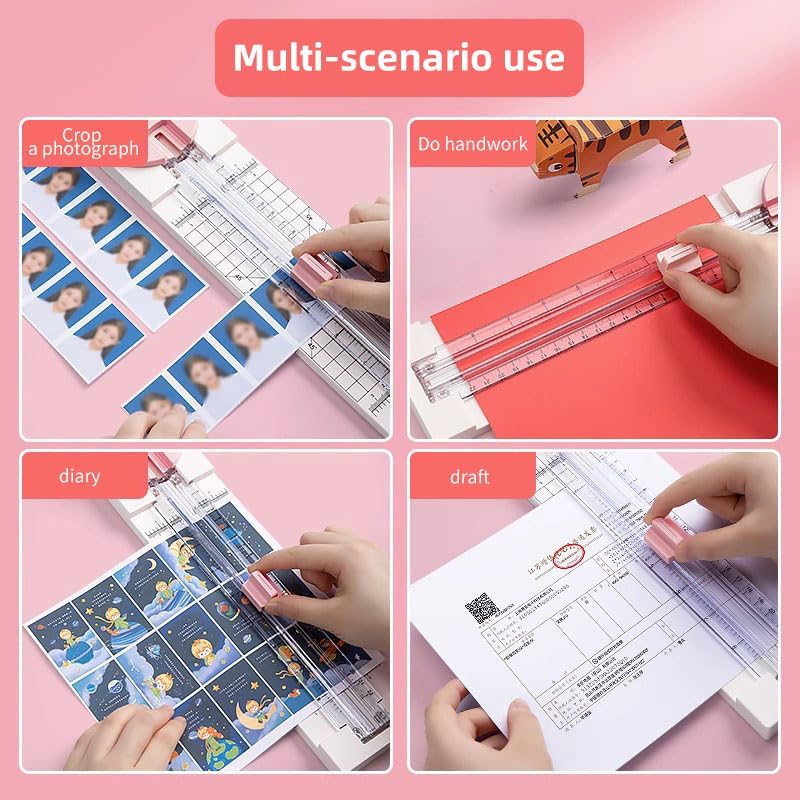 4 in 1 Portable Paper Trimmer, Multi-Function Scrapbooking Tool with Security Safeguard for Cutting Straight Dashed Curves Creasing Lines - Image 4