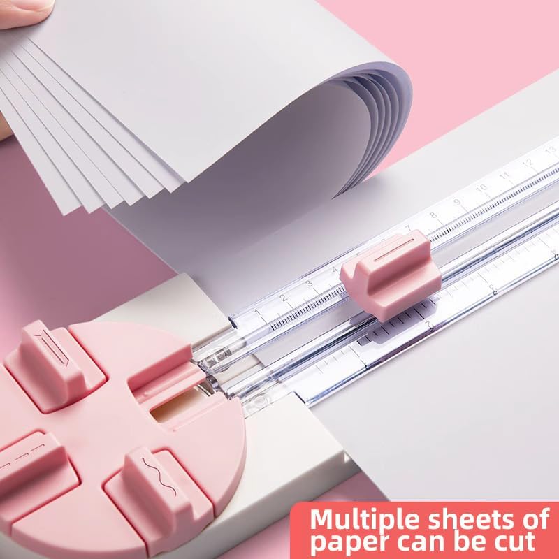 4 in 1 Portable Paper Trimmer, Multi-Function Scrapbooking Tool with Security Safeguard for Cutting Straight Dashed Curves Creasing Lines - Image 6