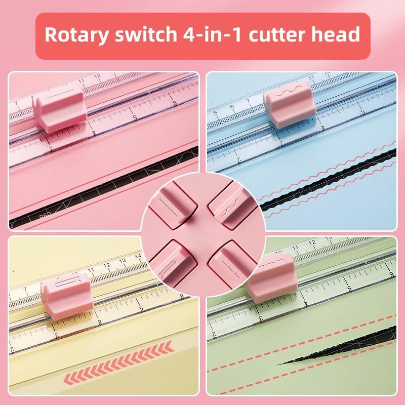 4 in 1 Portable Paper Trimmer, Multi-Function Scrapbooking Tool with Security Safeguard for Cutting Straight Dashed Curves Creasing Lines - Image 7