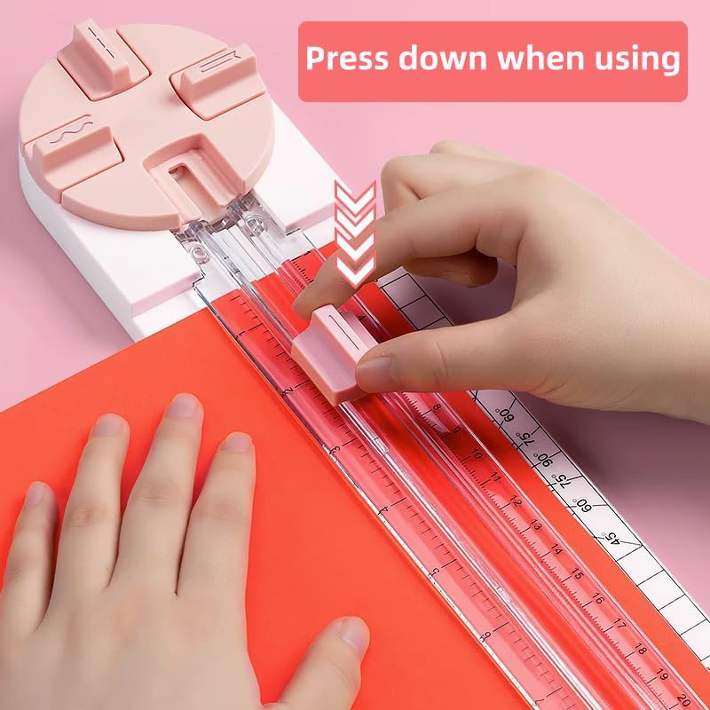 4 in 1 Portable Paper Trimmer, Multi-Function Scrapbooking Tool with Security Safeguard for Cutting Straight Dashed Curves Creasing Lines - Image 8