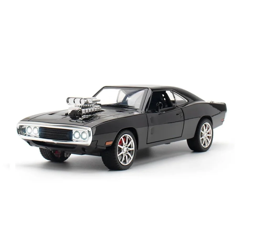 Alloy Metal Pull Back Die-cast Car 1:32 Dodge Charger Fast & Furious 7 Diecast Metal Pullback Toy car with Openable Doors & Light, Music - Image 2