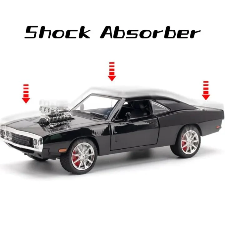 Alloy Metal Pull Back Die-cast Car 1:32 Dodge Charger Fast & Furious 7 Diecast Metal Pullback Toy car with Openable Doors & Light, Music - Image 5