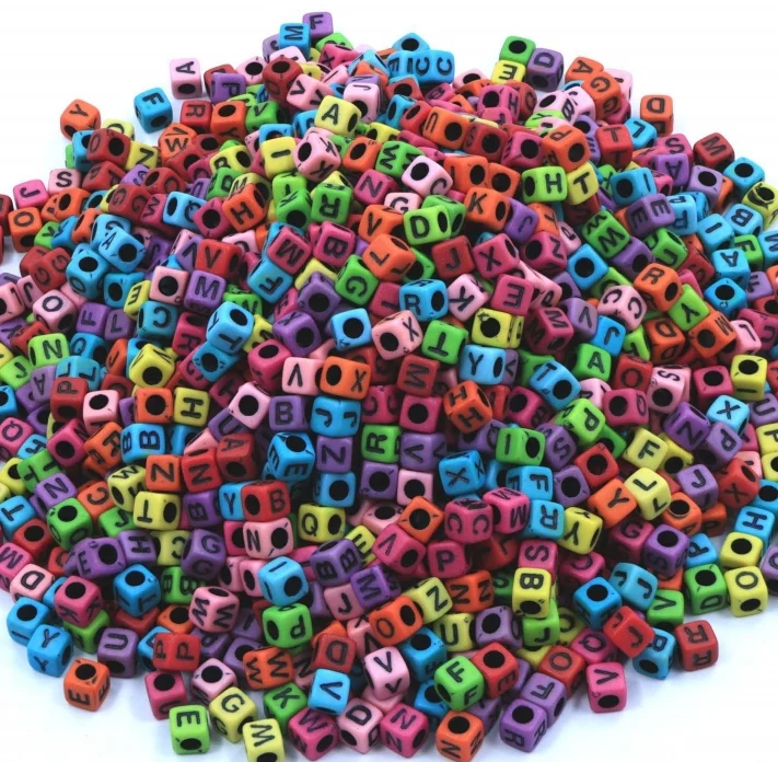 Alphabet Beads Square Multicolor + Black