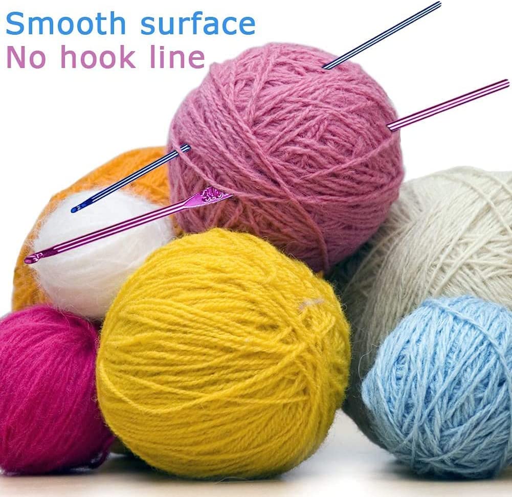 Aluminum Crochet Hooks Knitting Needles Set with Case (Multicolor) - 12 Pieces - Image 4