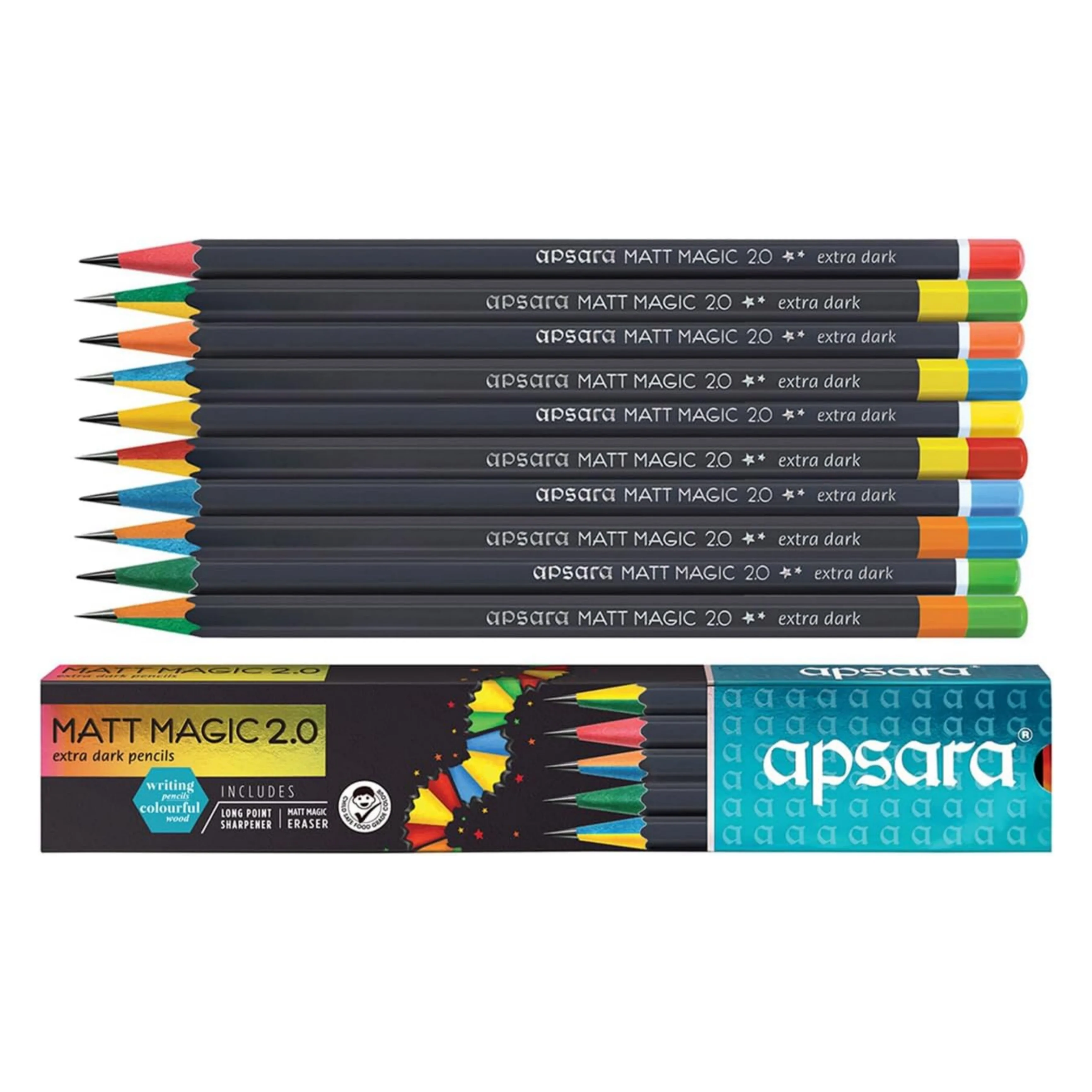Apsara Matt Magic 2.0 Extra Dark Pencils Pack of 10 - Image 2
