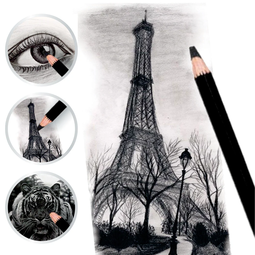 Artline Love Art Charcoal Pencils Soft Medium Hard Set Of 3 - Image 5