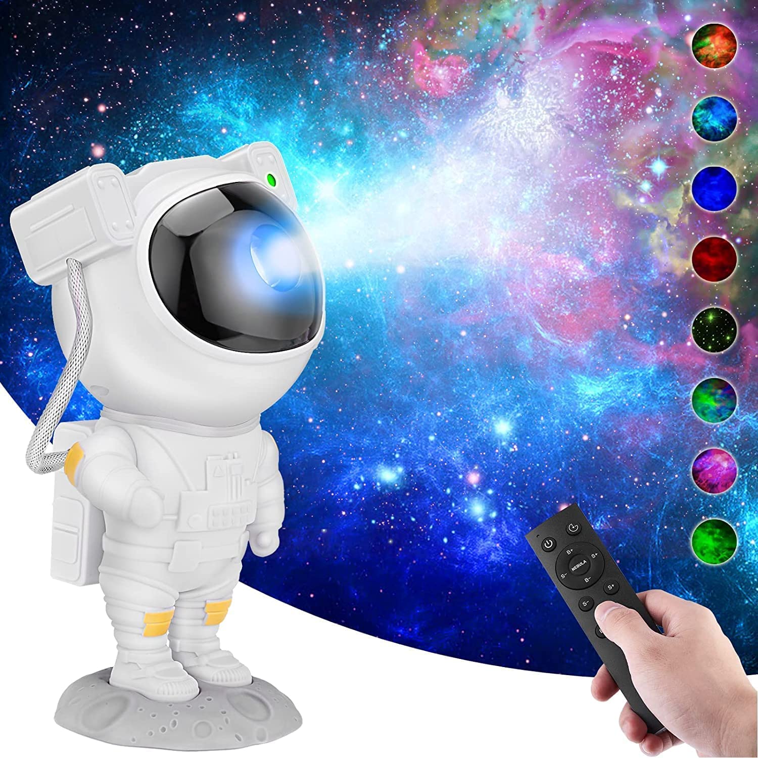 Astronaut Galaxy Projector with Remote Control - 360Β° Adjustable Timer Kids Astronaut Nebula Night Light, for Gifts,Baby Adults Bedroom, Gaming Room, Home and Party