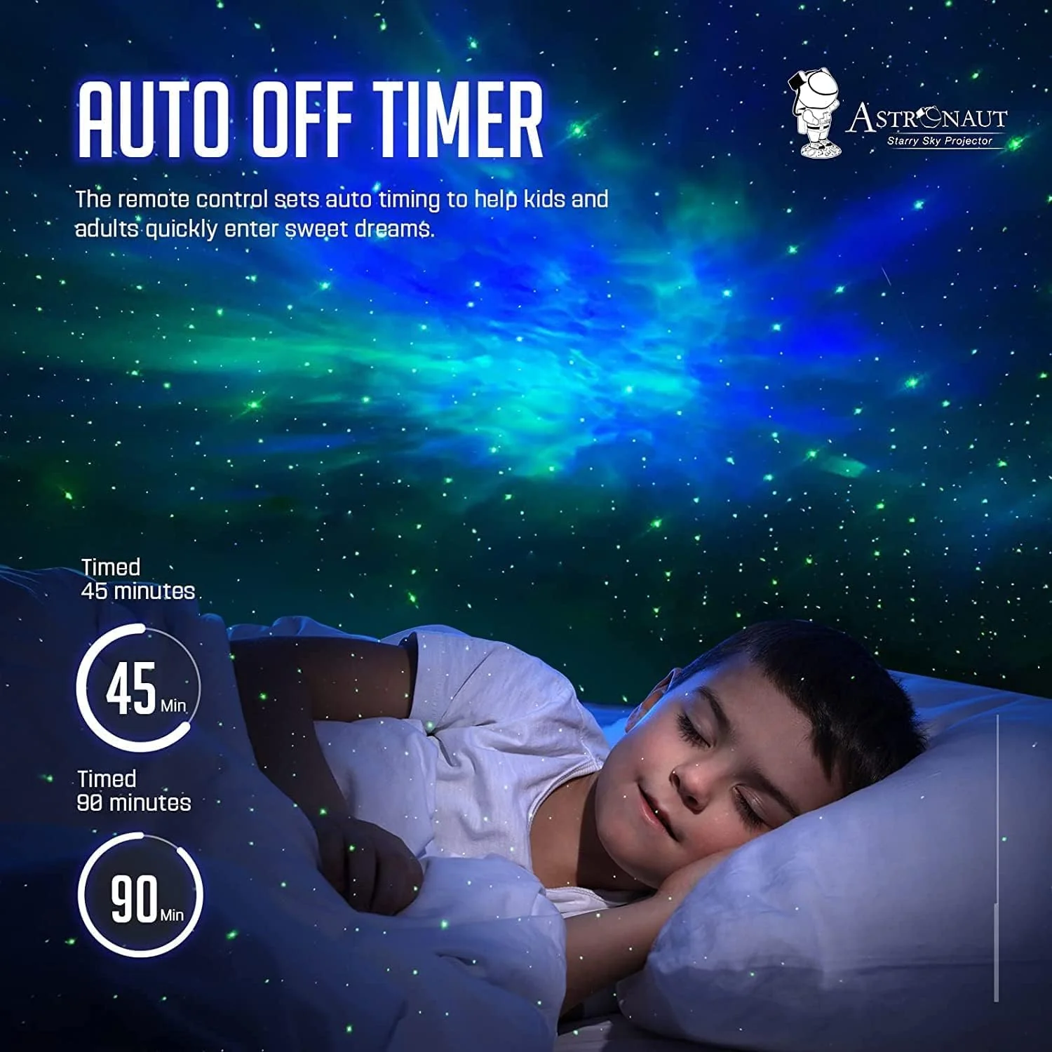 Astronaut Galaxy Projector with Remote Control - 360Β° Adjustable Timer Kids Astronaut Nebula Night Light, for Gifts,Baby Adults Bedroom, Gaming Room, Home and Party - Image 3