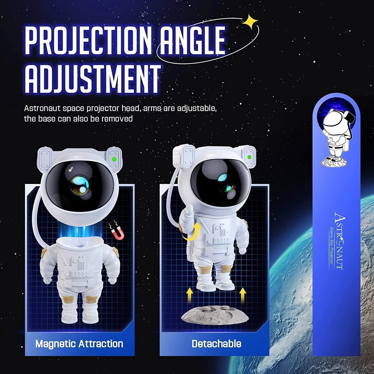 Astronaut Galaxy Projector with Remote Control - 360Β° Adjustable Timer Kids Astronaut Nebula Night Light, for Gifts,Baby Adults Bedroom, Gaming Room, Home and Party - Image 5