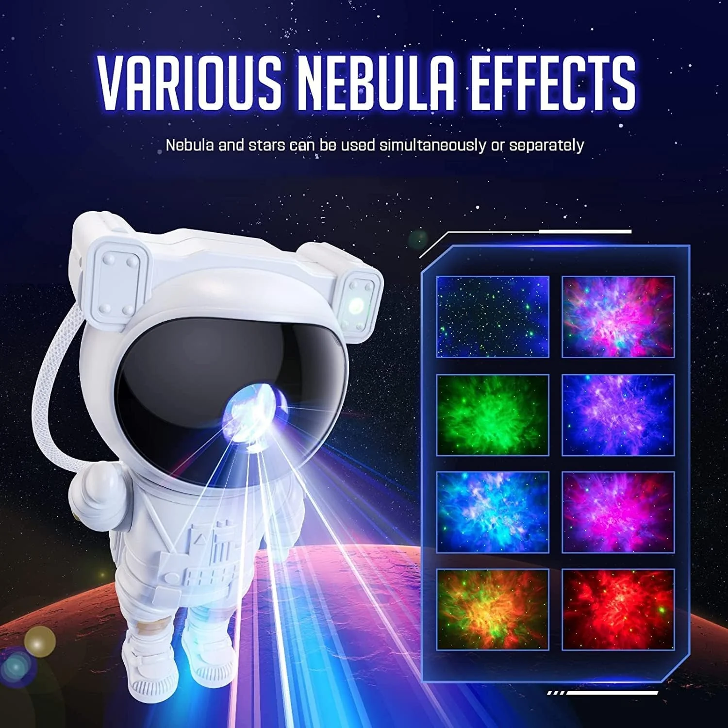 Astronaut Galaxy Projector with Remote Control - 360Β° Adjustable Timer Kids Astronaut Nebula Night Light, for Gifts,Baby Adults Bedroom, Gaming Room, Home and Party - Image 7