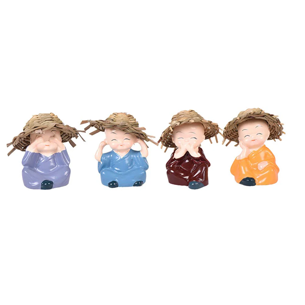 Baby Buddha Monk Set Statue Home Decor Items Figurines Showpiece - Cute Mini Buddha Statue for Car Dashboard Table Top Diwali Home Decoration Gift Items - Image 2