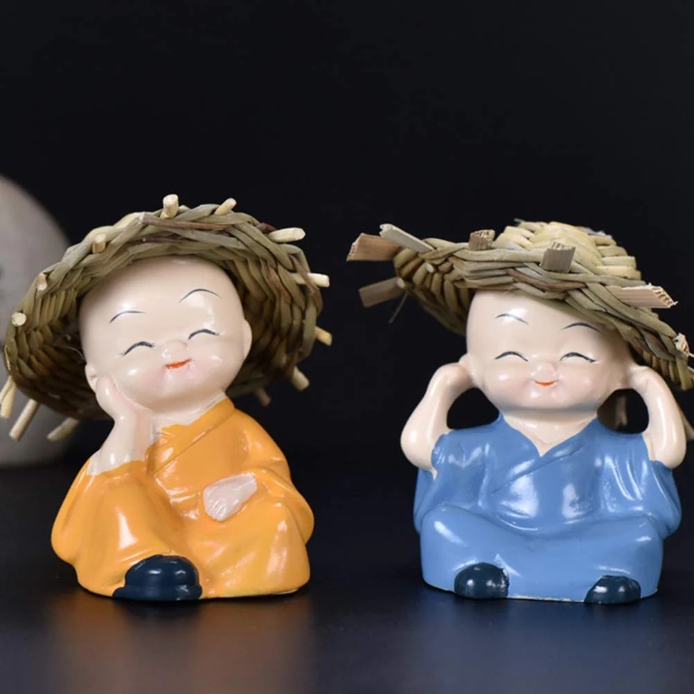 Baby Buddha Monk Set Statue Home Decor Items Figurines Showpiece - Cute Mini Buddha Statue for Car Dashboard Table Top Diwali Home Decoration Gift Items - Image 4