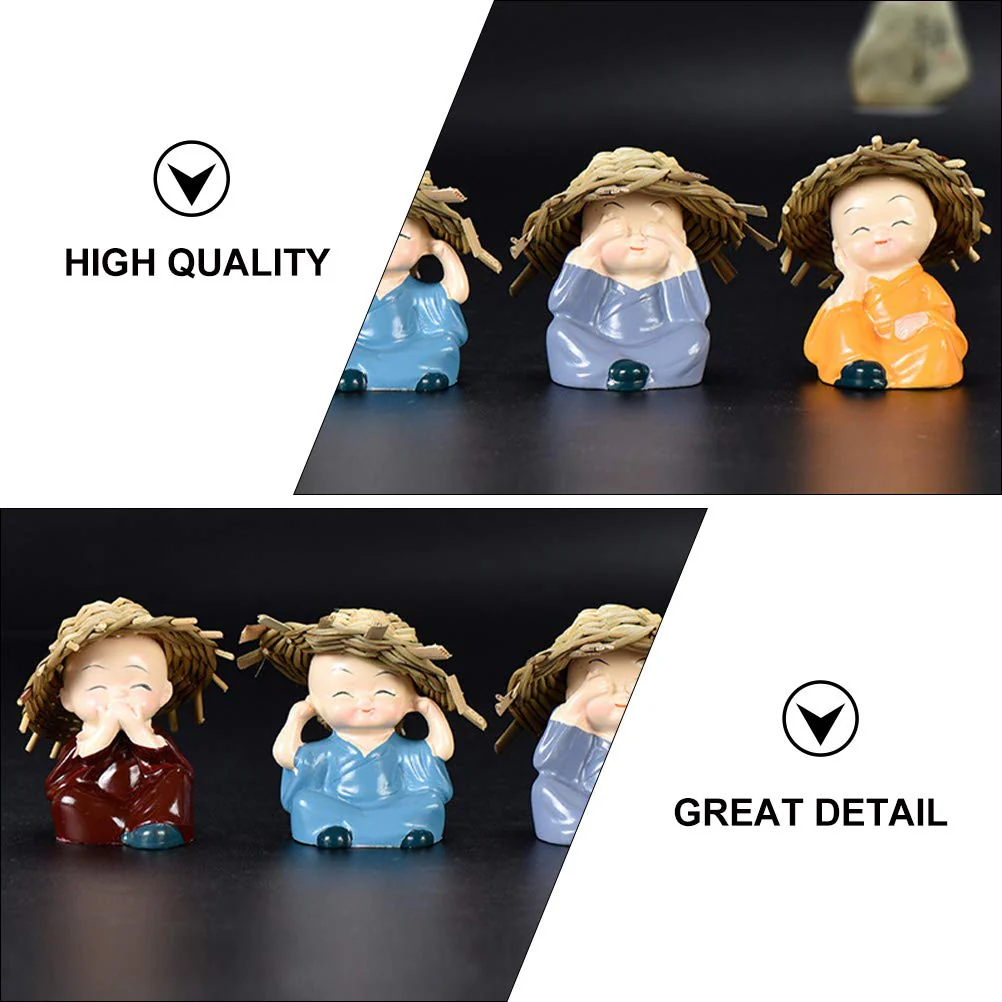 Baby Buddha Monk Set Statue Home Decor Items Figurines Showpiece - Cute Mini Buddha Statue for Car Dashboard Table Top Diwali Home Decoration Gift Items - Image 5