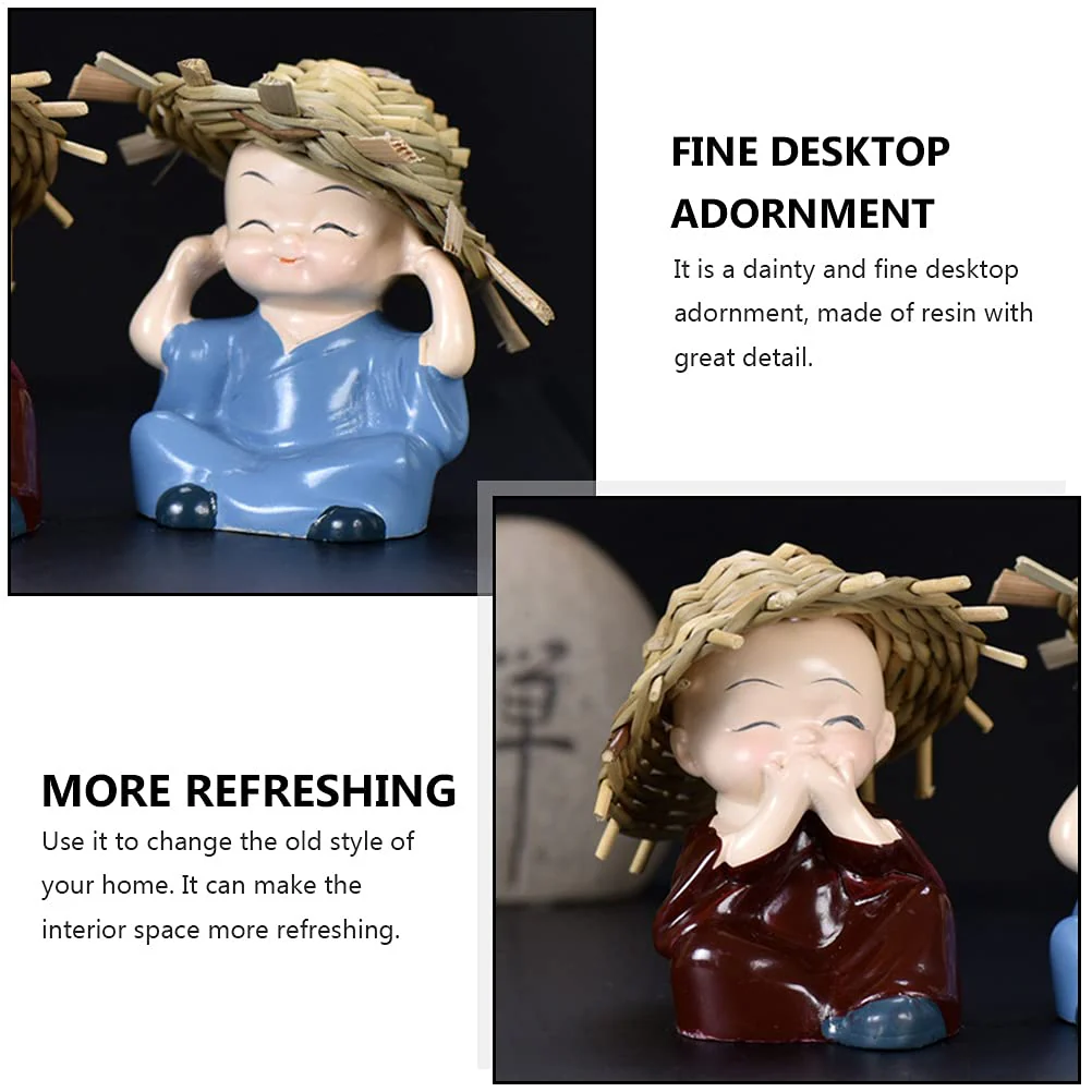 Baby Buddha Monk Set Statue Home Decor Items Figurines Showpiece - Cute Mini Buddha Statue for Car Dashboard Table Top Diwali Home Decoration Gift Items - Image 7
