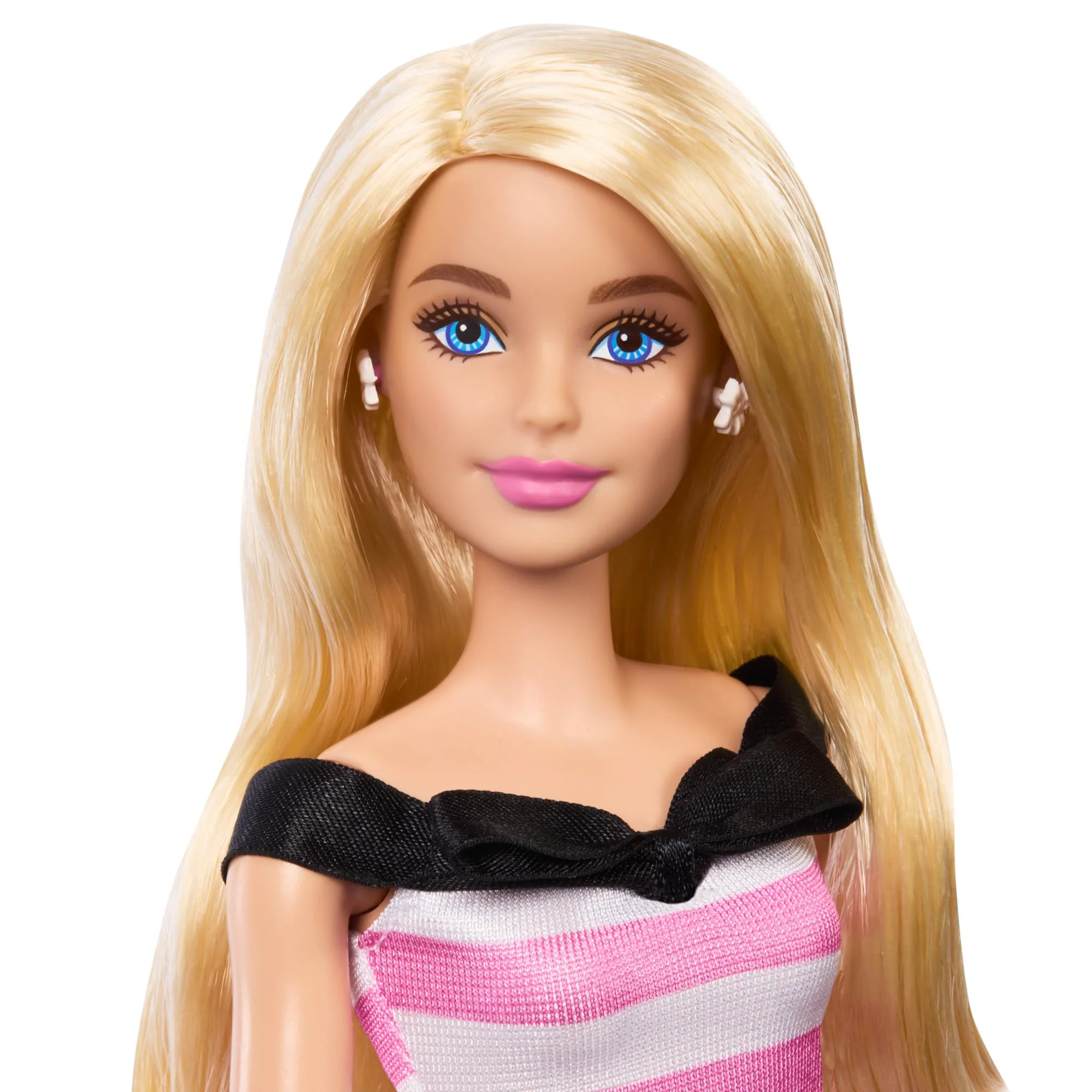 Barbie 65th Anniversary Fashion Doll With Blonde Hair, Pink Striped Dress And Accessories - Image 5