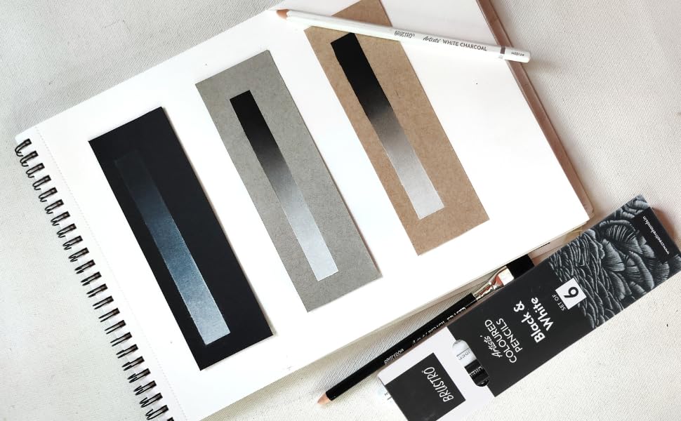 Brustro Artist Coloured Pencils Black & White- Set Of 6 - Image 4