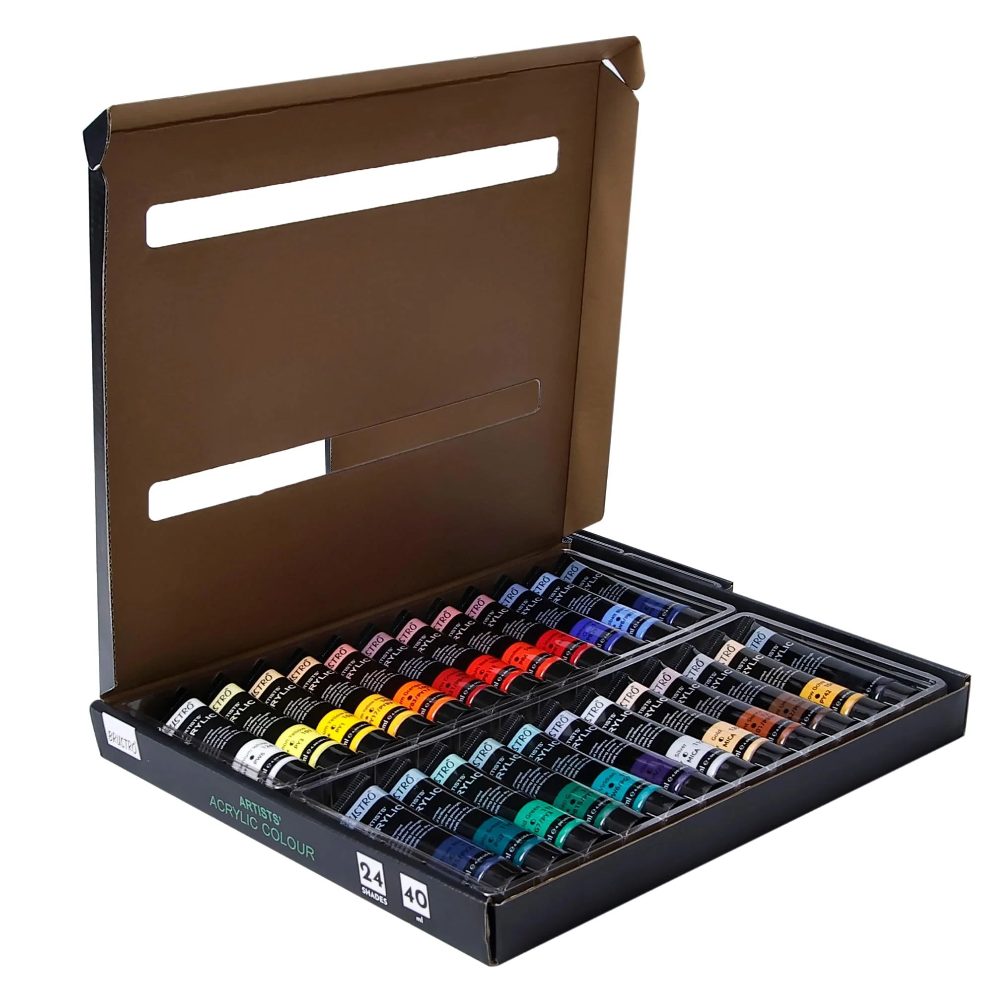 Brustro Artist's Acrylic Colour Paint Set of 24 x 40ml Color Tubes - Image 2
