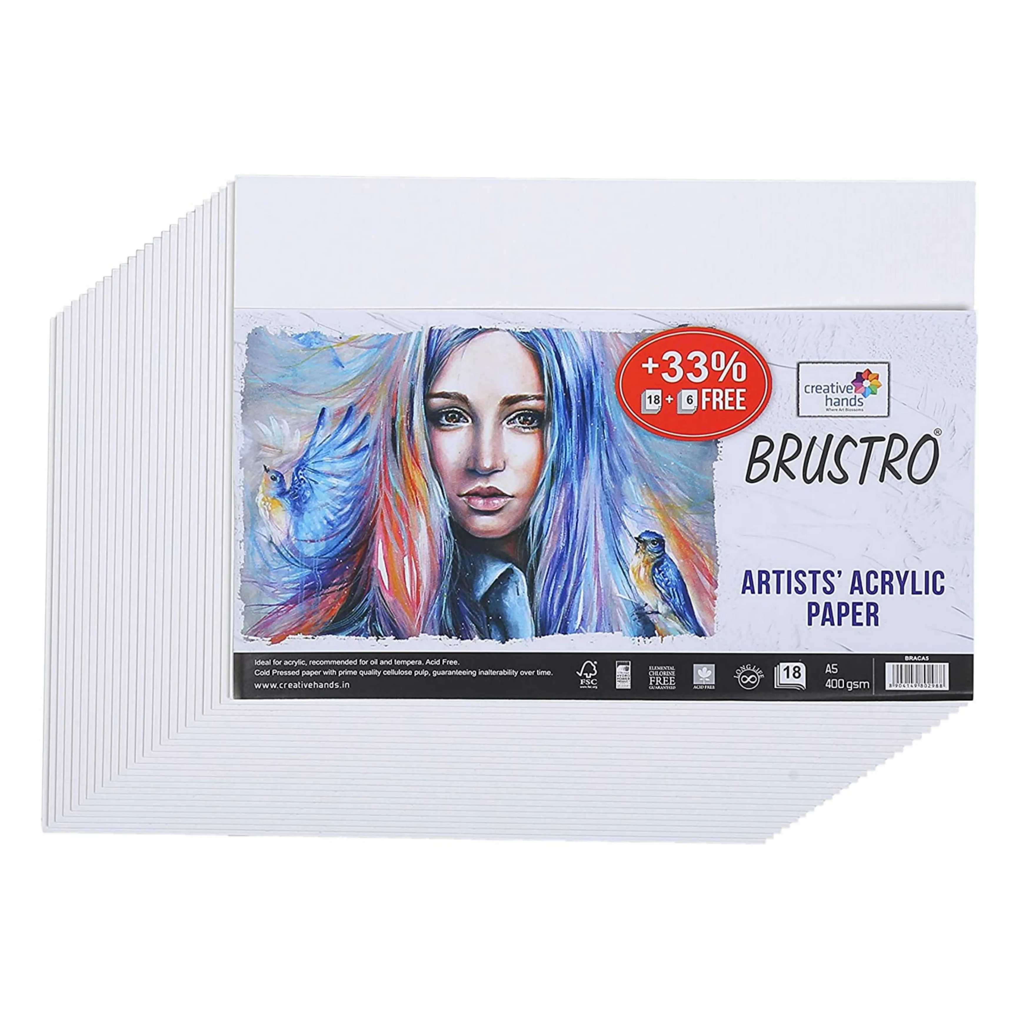 Brustro Artists Acrylic Paper 400 GSM - Image 3