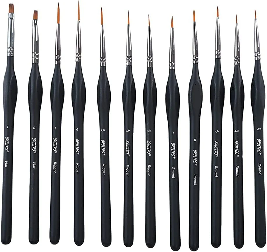 Brustro Artists ’ Watercolour & Acrylic Miniature Brush Set of - 12 - Image 10