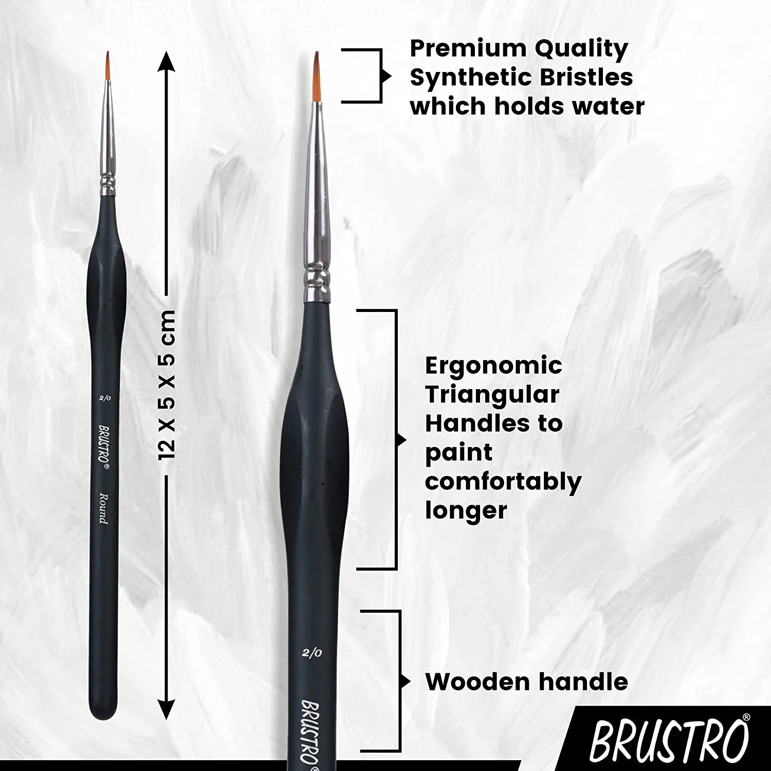 Brustro Artists ’ Watercolour & Acrylic Miniature Brush Set of - 12 - Image 7