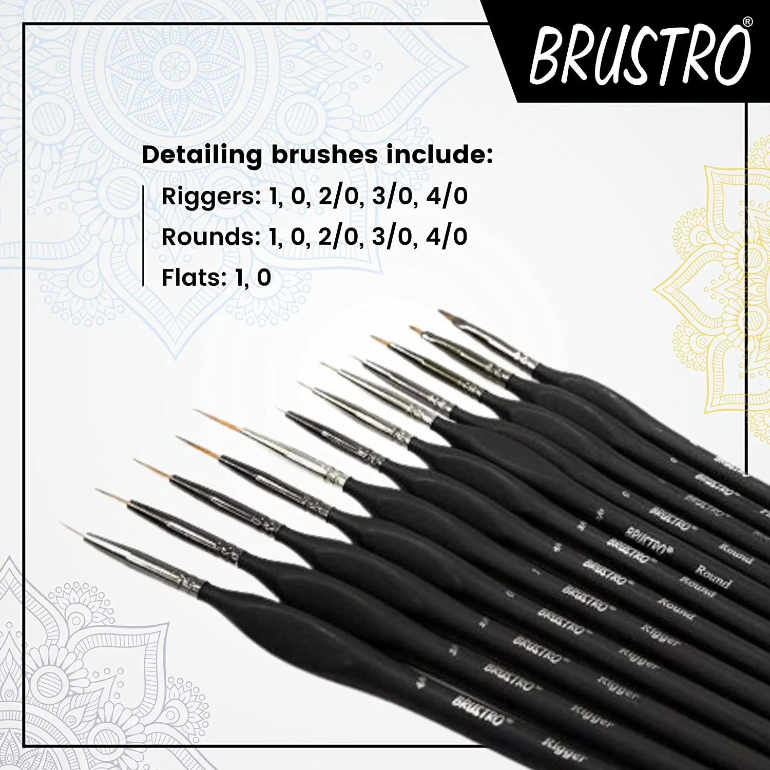 Brustro Artists ’ Watercolour & Acrylic Miniature Brush Set of - 12 - Image 8