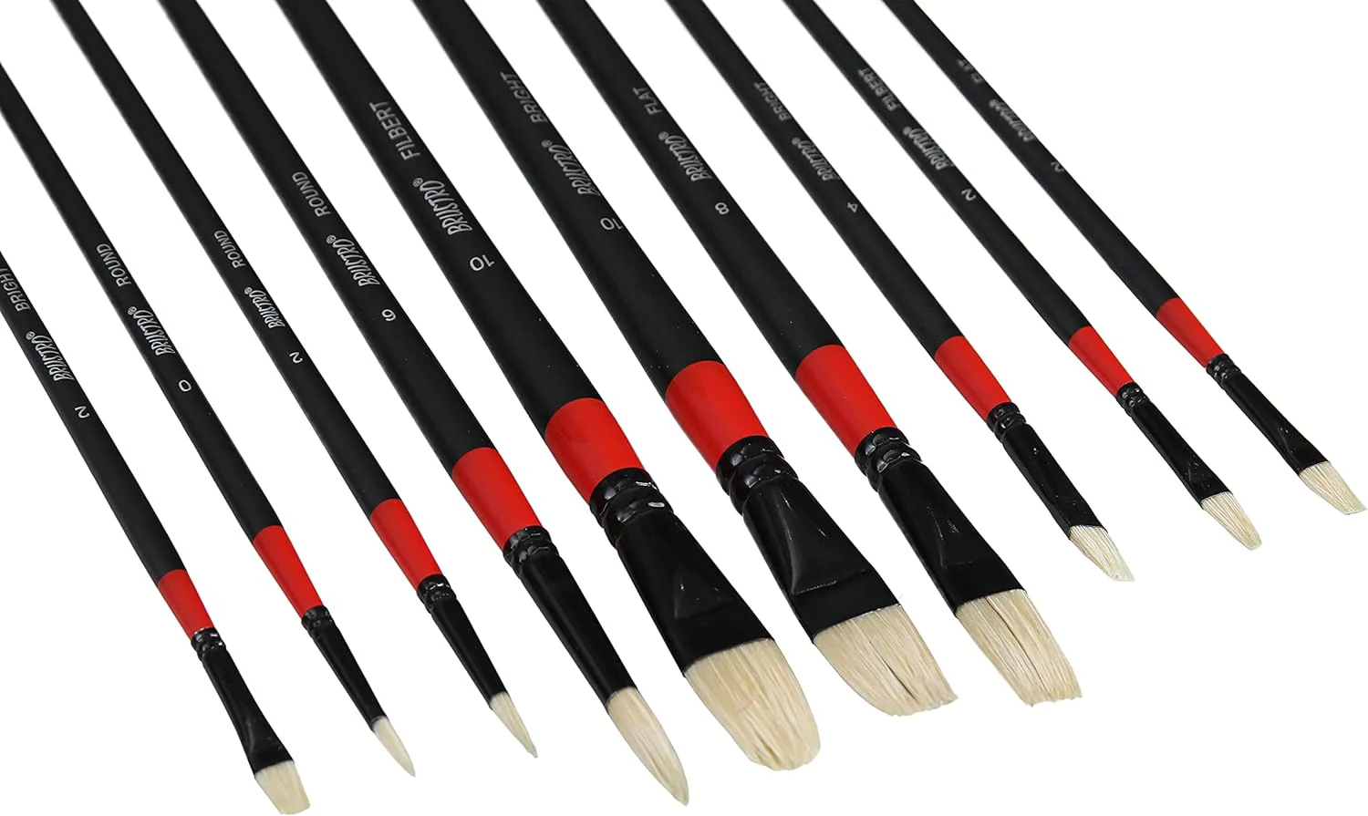 Brustro Artists ’ White Bristle Set of 10 Brushes for Oil and Acrylic. - Image 3