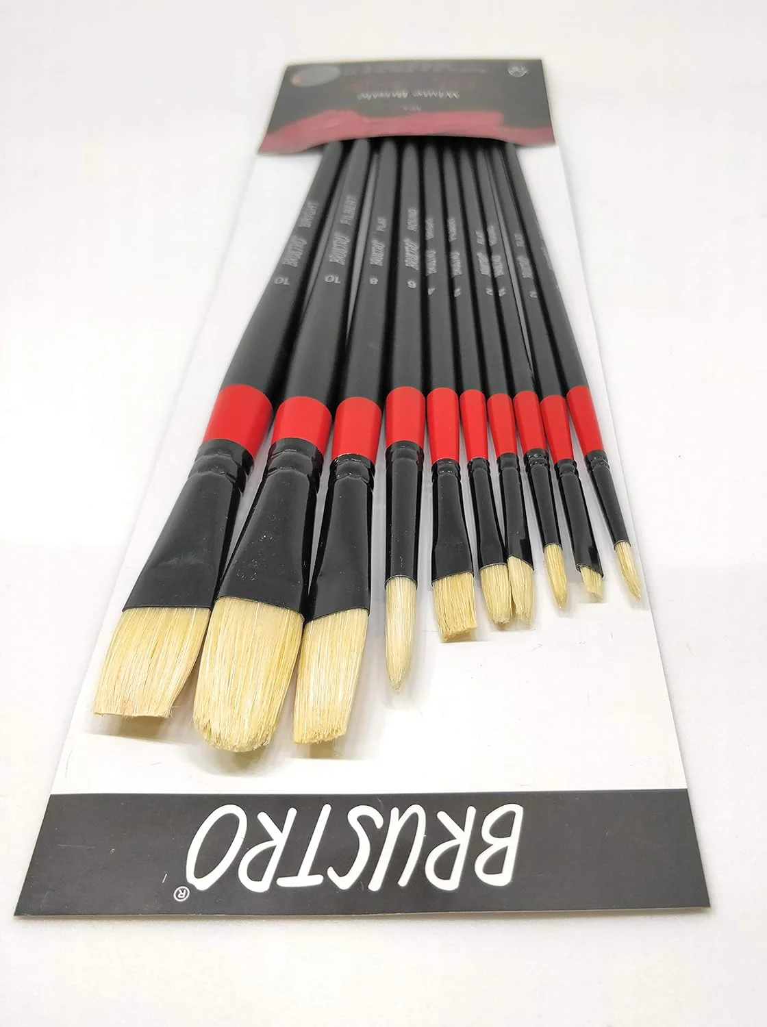Brustro Artists ’ White Bristle Set of 10 Brushes for Oil and Acrylic. - Image 5