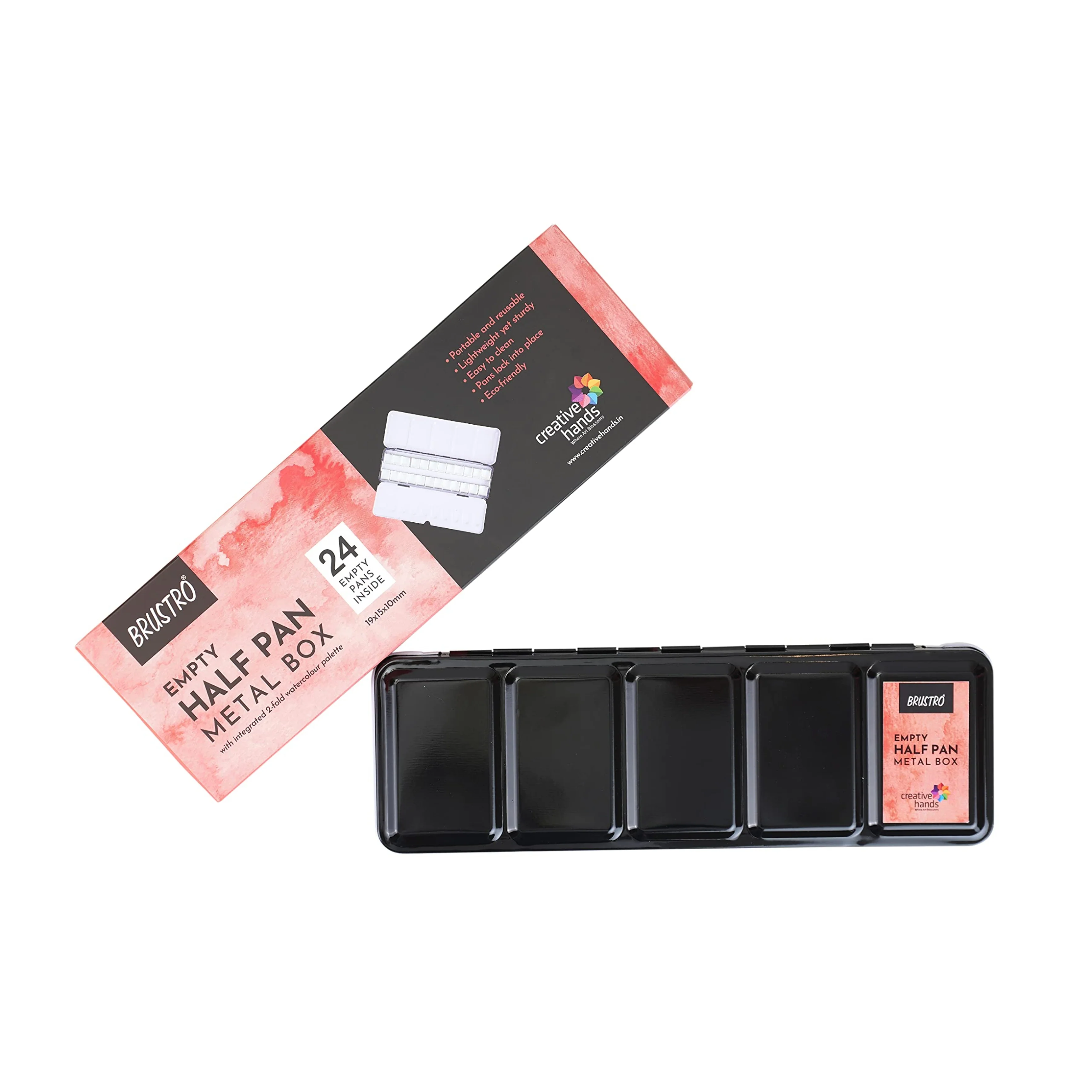 Brustro Empty Watercolour 24 Half Pan Metal Box (Pans Included) - Image 3