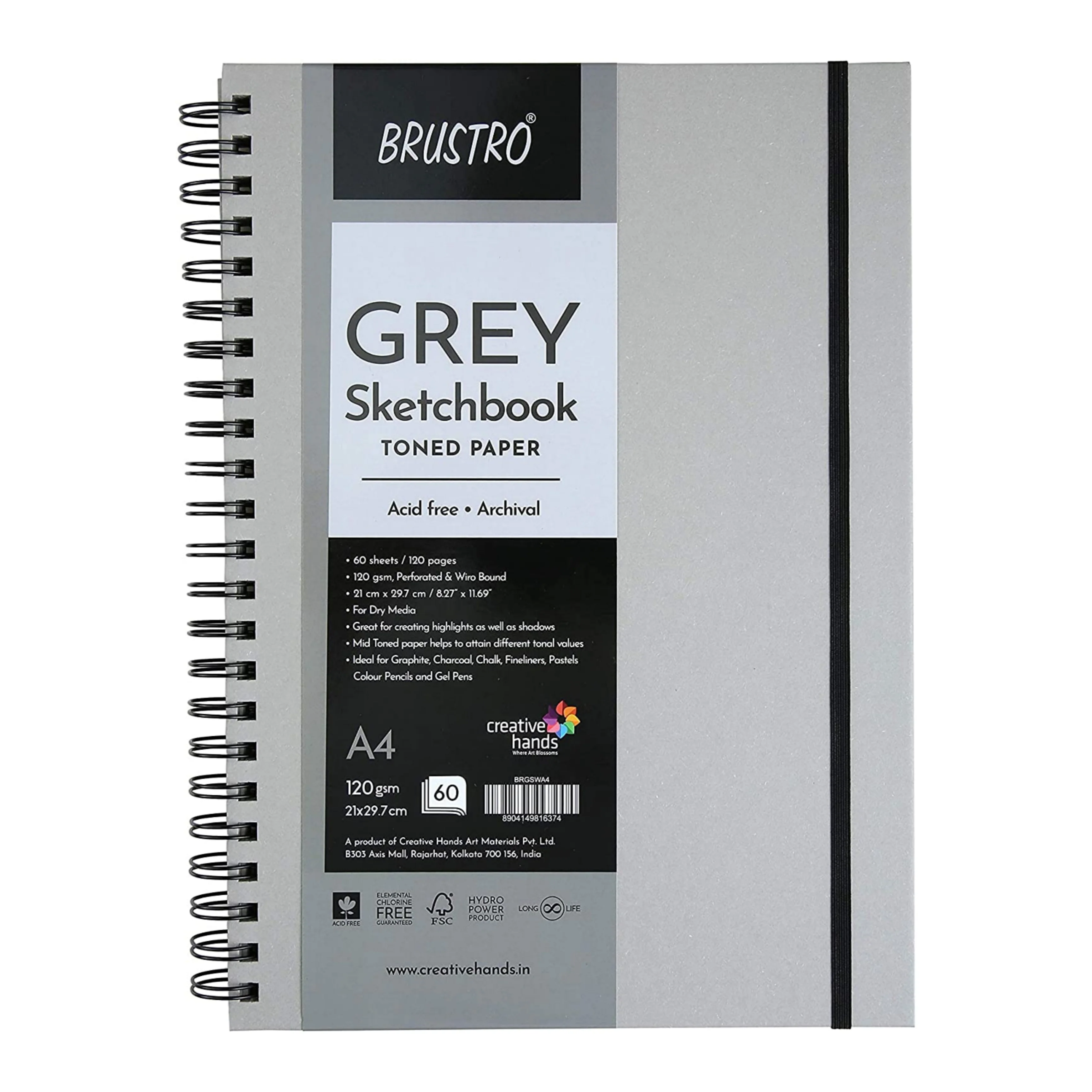 Brustro Grey Sketchbook Toned Paper 120gsm