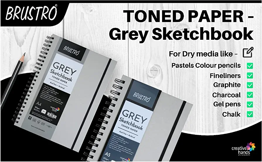 Brustro Grey Sketchbook Toned Paper 120gsm - Image 5