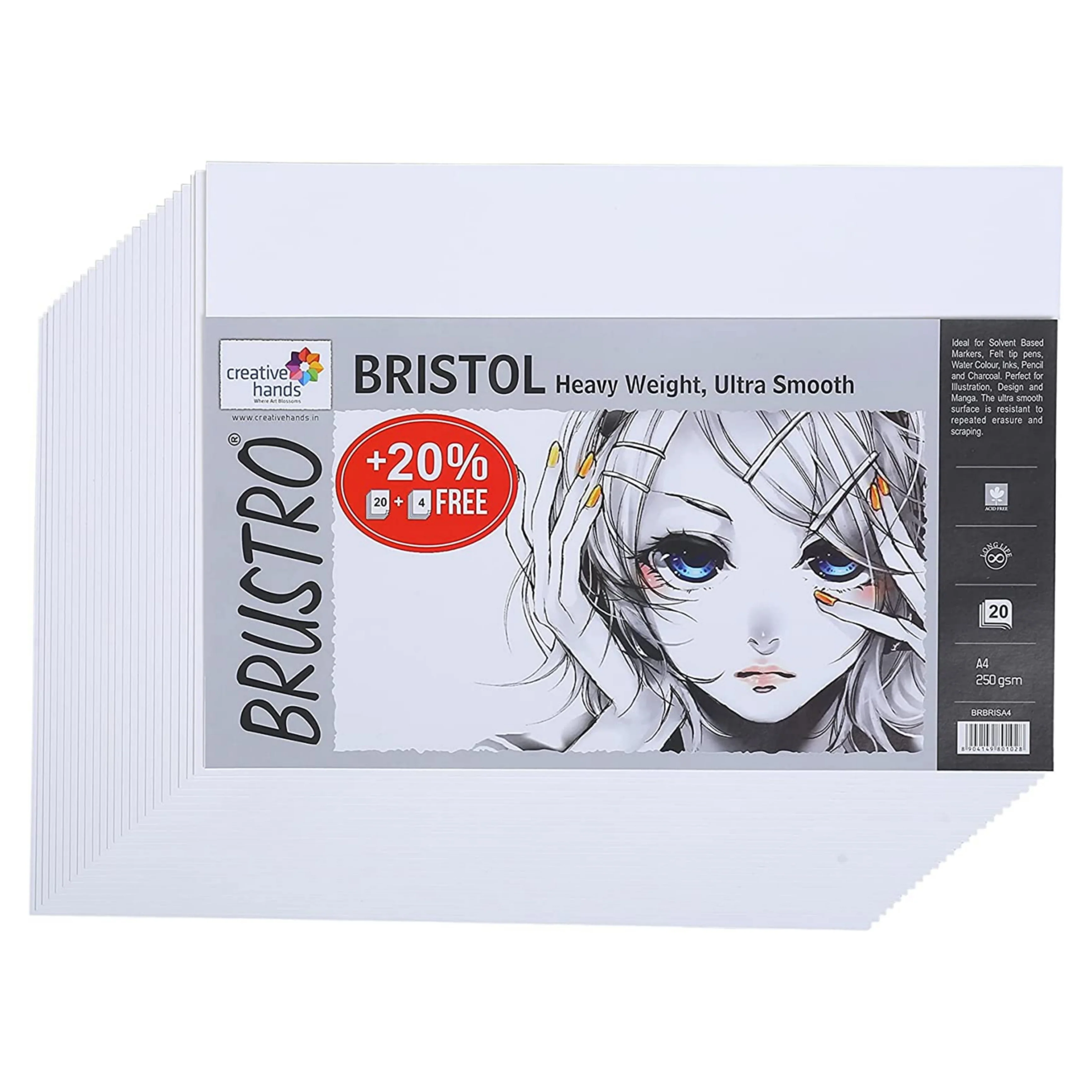 Brustro Ultra Smooth Bristol Sheets 250 GSM - Image 2