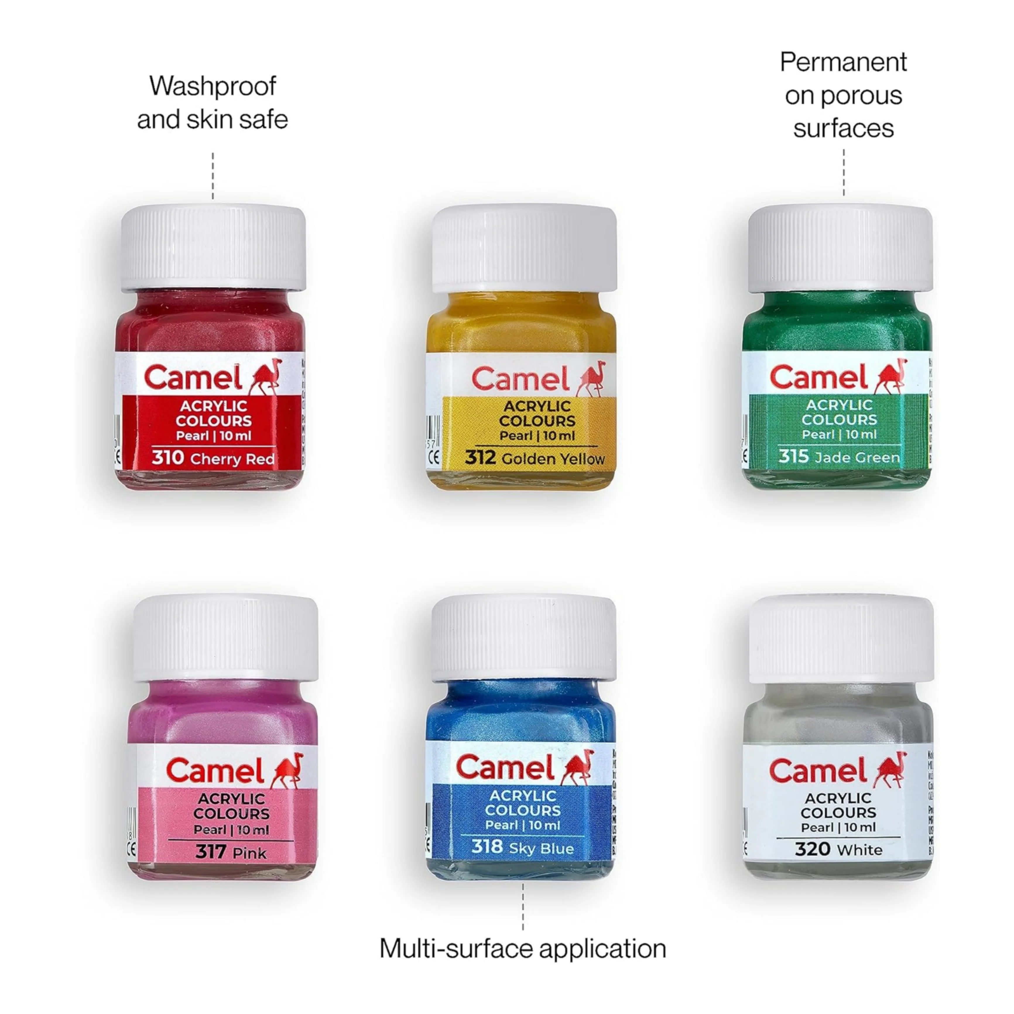 Camel Acrylic Pearl Colours - 6 Shades - Image 6