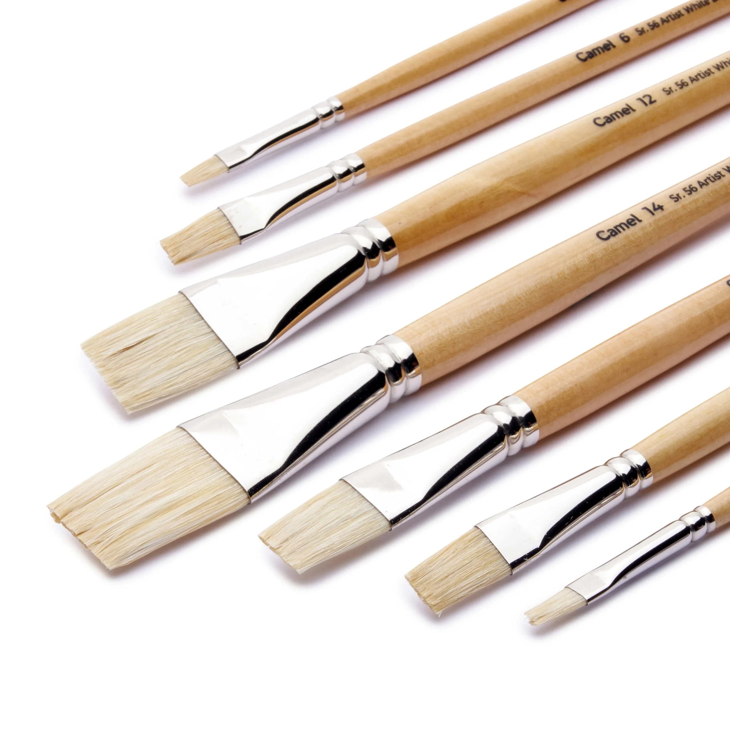 Camel Artist White Bristle Brushes Flat - Series 56 - Image 5