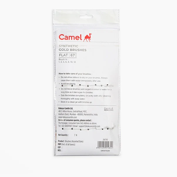 Camlin Camel Synthetic Gold Brushes Flat - Series 67 - Image 2