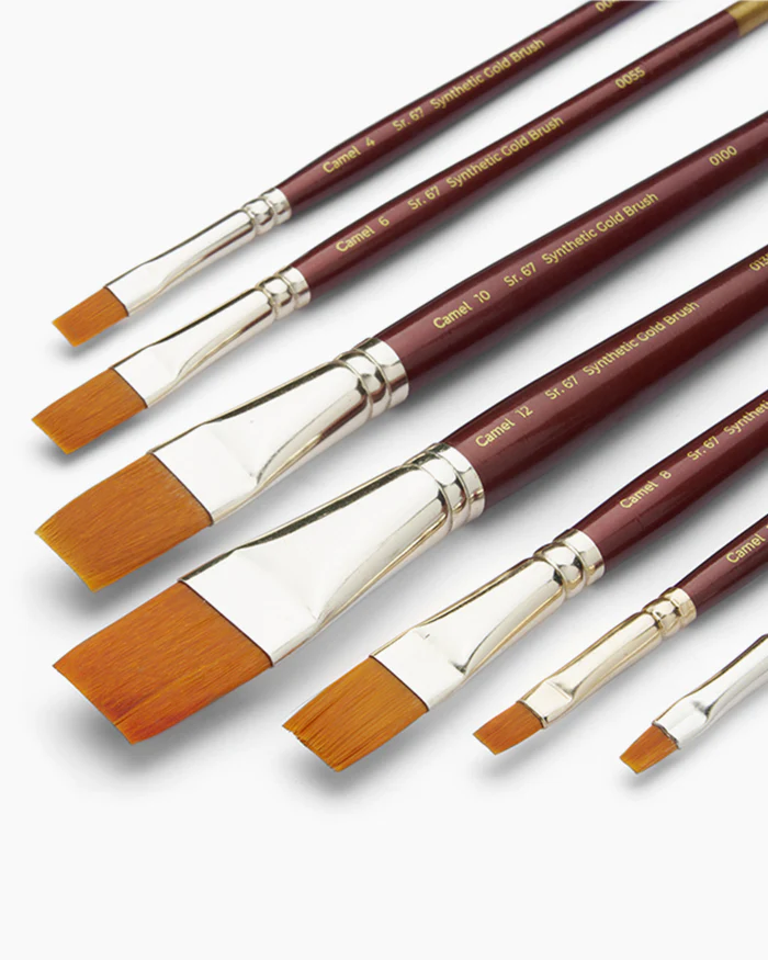 Camlin Camel Synthetic Gold Brushes Flat - Series 67 - Image 4