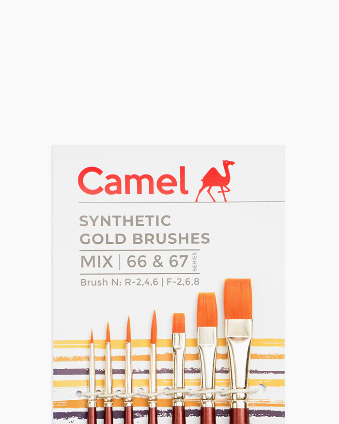 Camlin Camel Synthetic Gold Brushes Round - Series 66 & Flat - Series 67 - Image 4