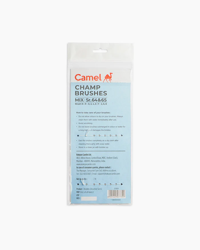 Camlin Camel Champ Brushes
Round - Series 64 & Flat - Series 65 - Image 4