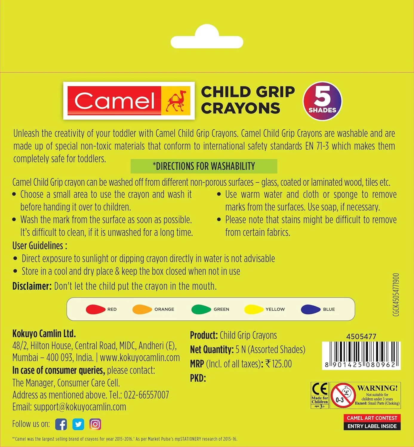 Camlin Camel Child Grip Crayon Set - Image 4