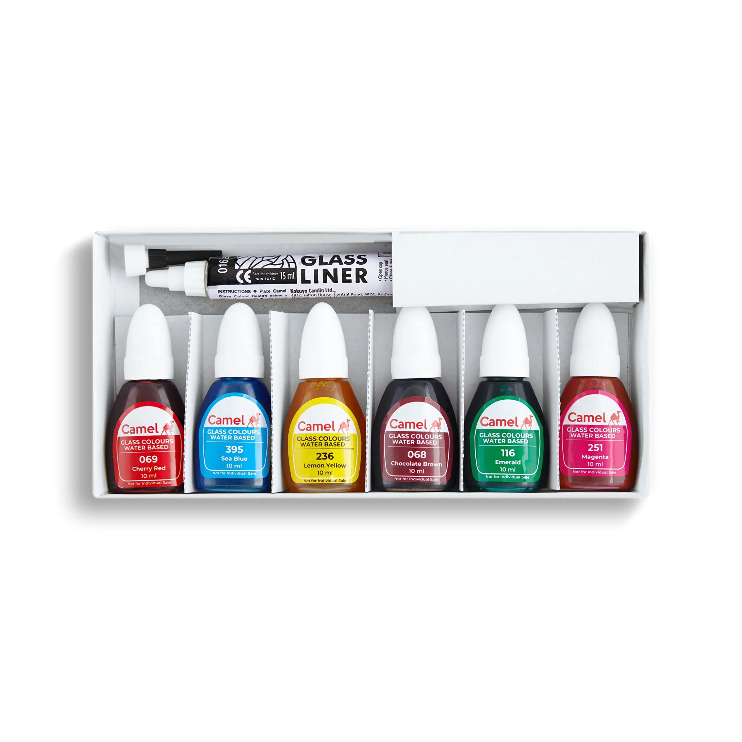 Camlin Camel Water Based Glass Color - 10ml Each 6 Shades - Image 2