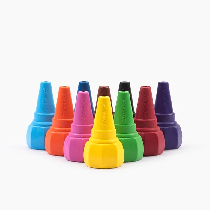 Camlin Camel Finger Grip Crayons - 10 Shades With Stencils - Image 2