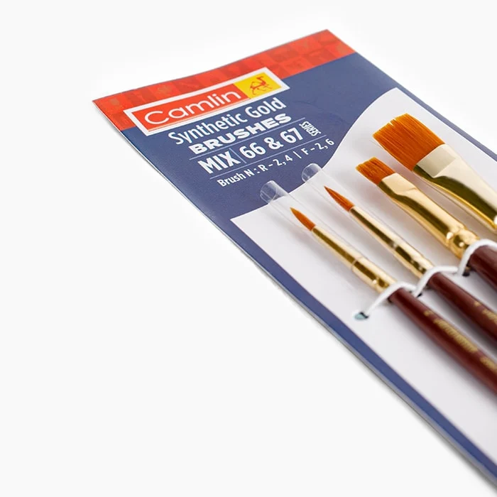 Camlin Camel Synthetic Gold Brushes Round - Series 66 & Flat - Series 67 - Image 3