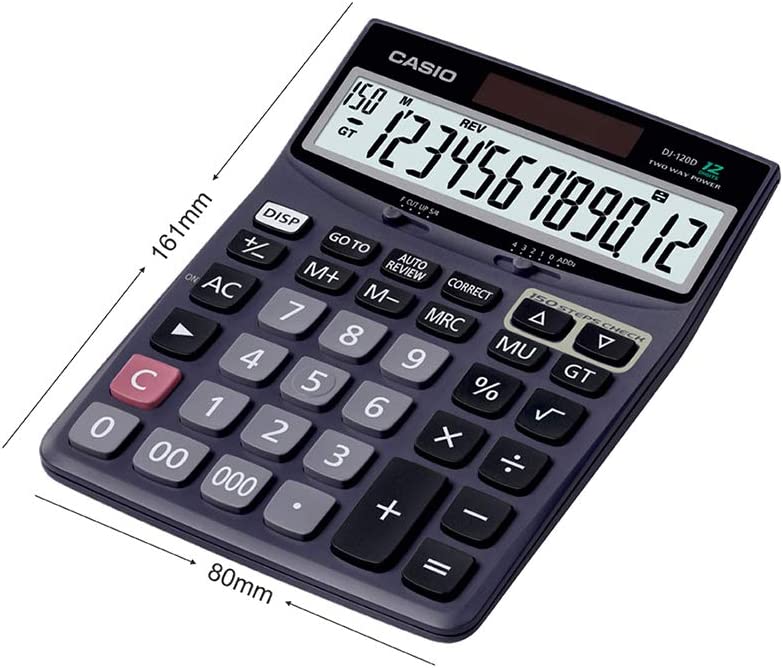 Casio DJ-120D 150 Steps Check and Correct Desktop Calculator with Bigger Screen/Keys (12 Digit), Black - Image 4