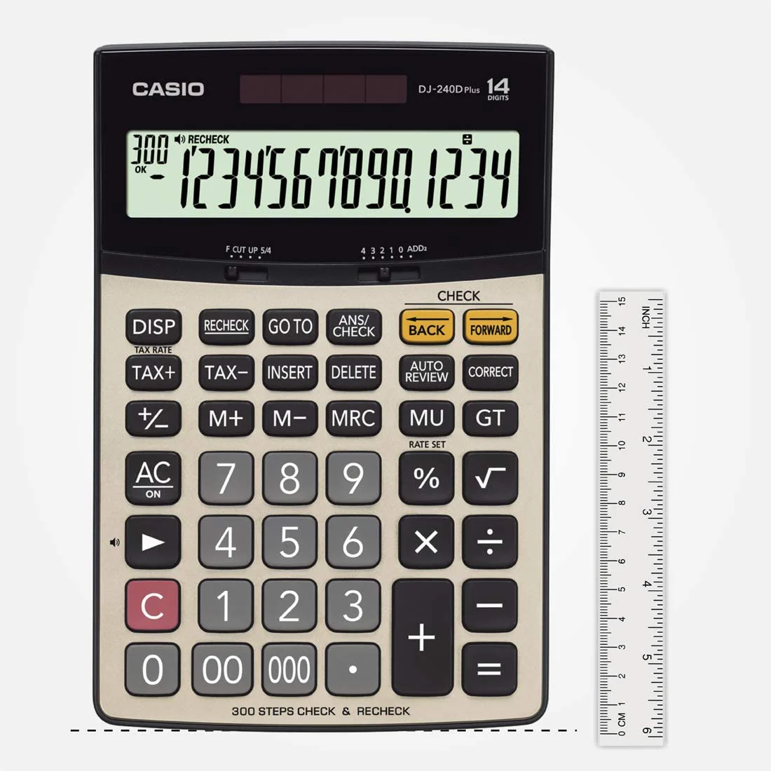 Casio DJ-240D Plus 300 Steps Check and Correct Premium Desktop Calculator with Metallic faceplate & Bigger Screen/Keys (14 Digit) - Image 4