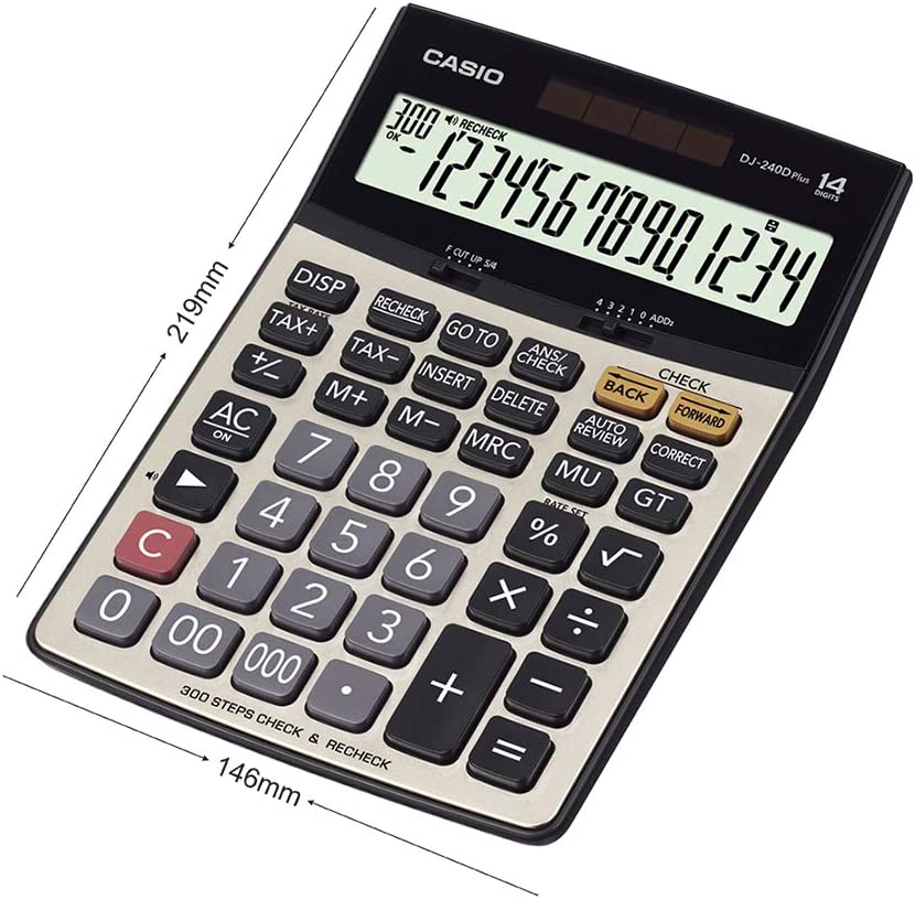 Casio DJ-240D Plus 300 Steps Check and Correct Premium Desktop Calculator with Metallic faceplate & Bigger Screen/Keys (14 Digit) - Image 5