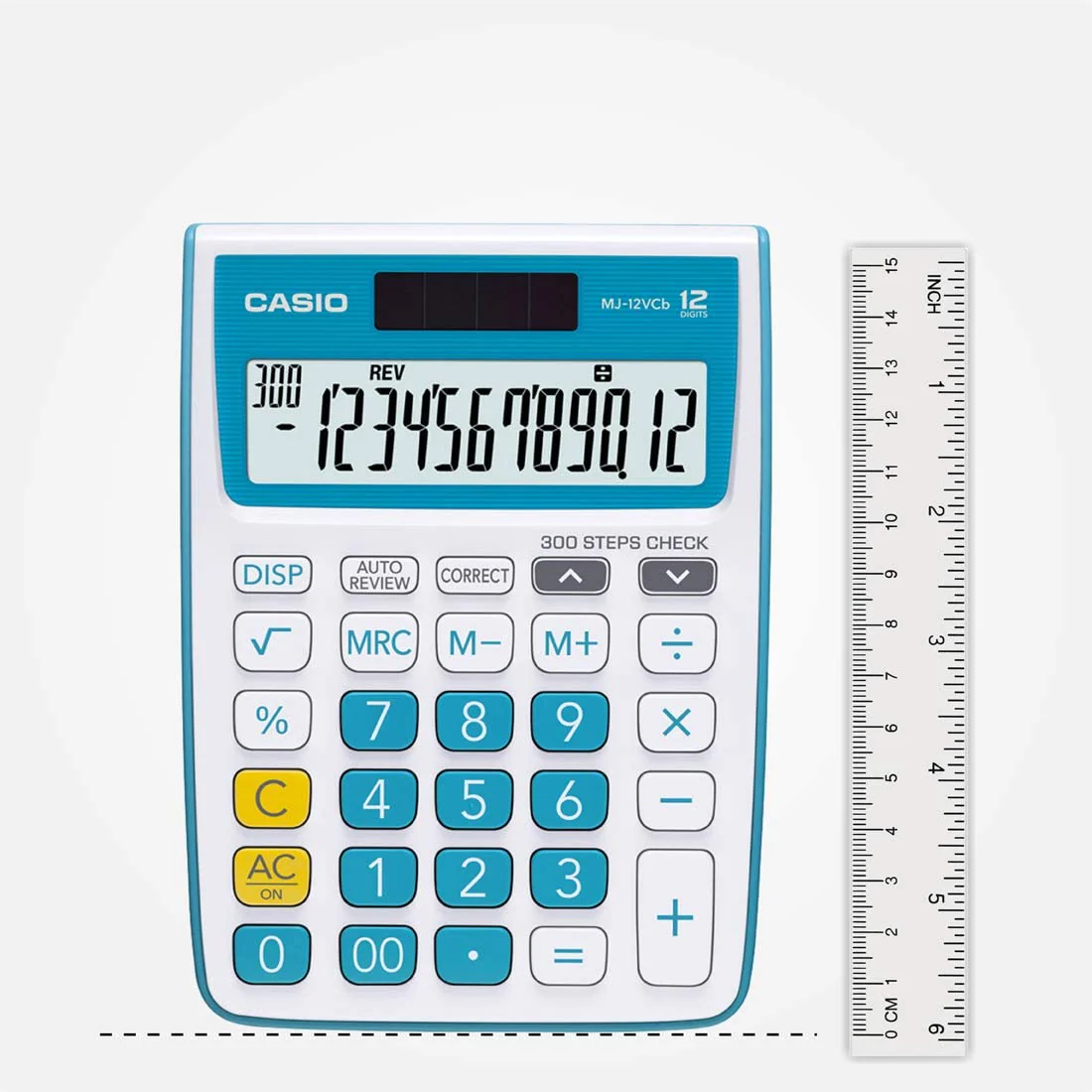 Casio MJ-12VCb-BU 300 Steps Check & Correct Colourful Desktop Calculator - Blue - Image 4